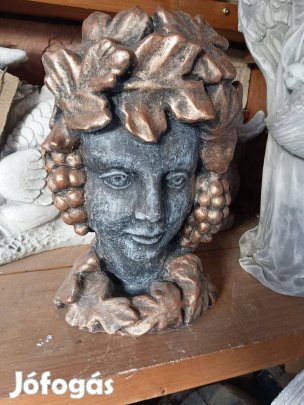 Virágtartó Kő Bachus szőlő fürtös kerti szobor borozó pince reklám