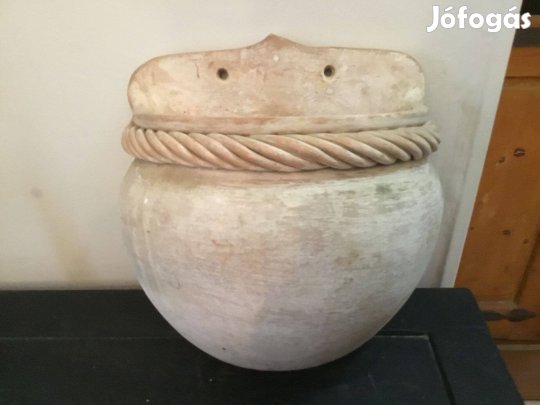 Virágtartó - kültéri, vintage, hibátlan, mázatlan cserép