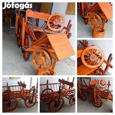 Virágtartó szekér, mini kerekes kút, ajándék órával 117 000 Ft