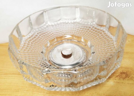 Vitange kristály gyümölcs kínáló ezüstözött talppal, 1920-s évek ritka