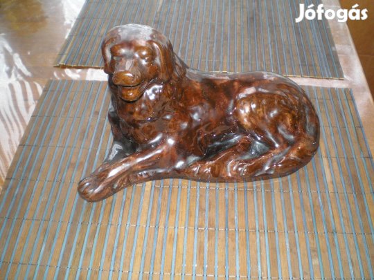 Vitrin dísz kutya, mázas kerámia kutyus 27 cm nagymama polcáról