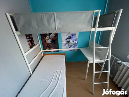 Vitval Galériaágy-keret asztallappal, fehér/világosszürke, 90x200 cm