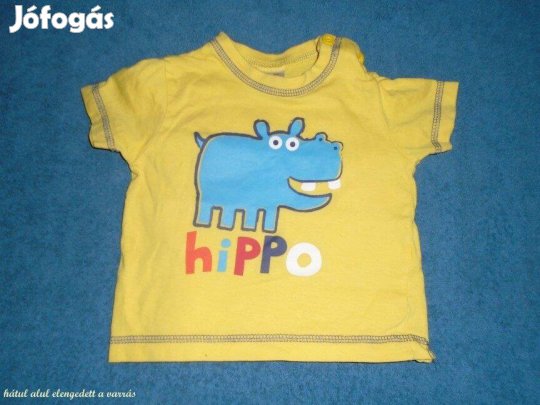 Víziló mintás sárga színű póló 3-6 hó (méret 68)