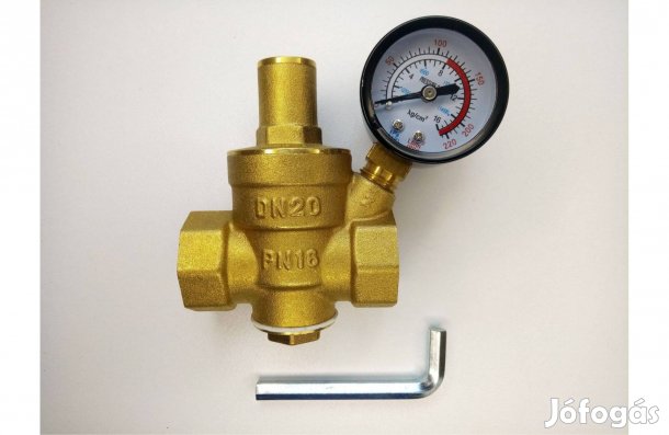 Víznyomás csökkentő, nyomás szabályozó, nyomásmérővel 3/4 colos