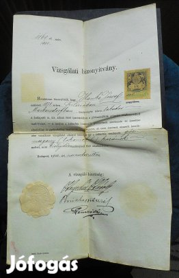 Vizsgálati bizonyítvány 1900 (Lokomobil kazánkezelő tanfolyam)