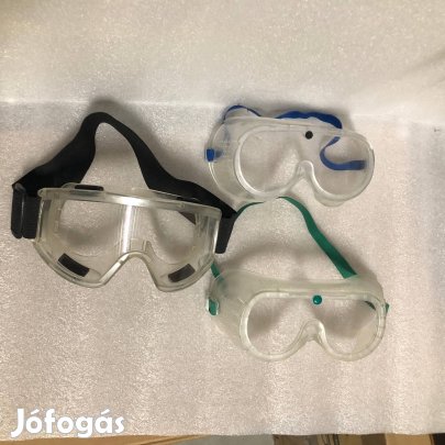 Víztiszta Polikarbonát gumipántos 3 darab védőszemüveg szellőzőszelep