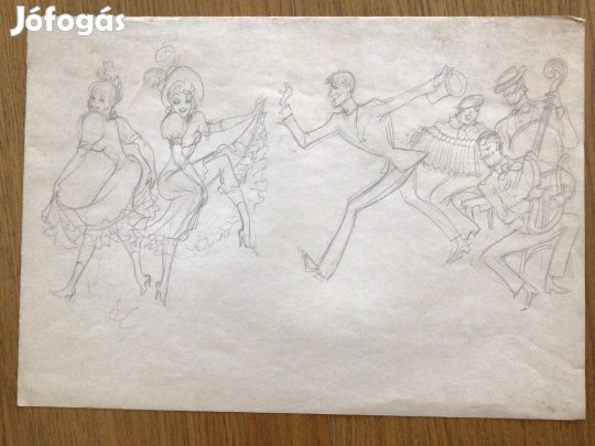 Vogel Eric ceruzarajz 30,5 x 43 cm Mulató társaság