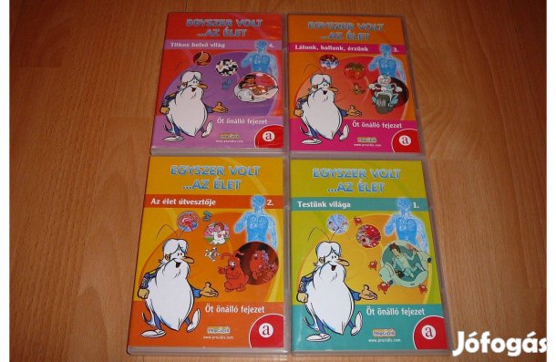 Volt egyszer az élet., DVD ismeretterjesztő rajzfilm 1.-4. Ritka!