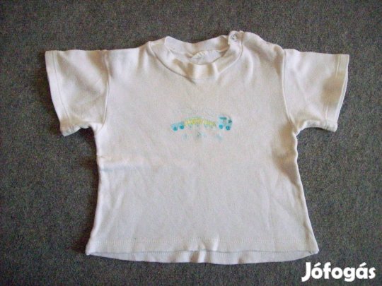 Vonat mintás fehér póló 6-9 hónaposra (méret 74)