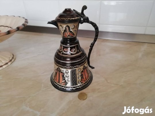 Vörösréz festett kiöntő Cizelált régi db