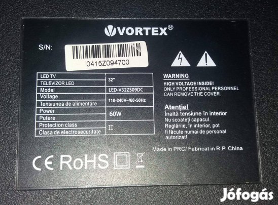 Vortex 32" LED LCD tv hibás törött alkatrésznek CV9203H-B39