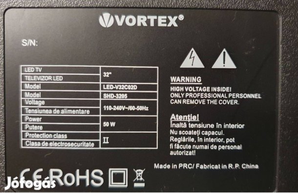 Vortex LED-V32C02D LED LCD tv hibás törött CV9202H-Dpw háttér hibás!