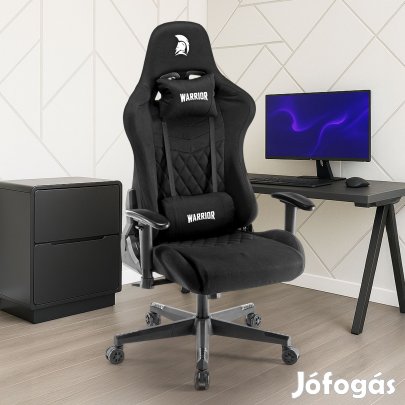 WARRIOR gamer szék, forgószék fekete - bársony szövet (EXTRA-3)
