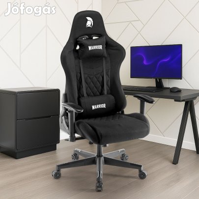 WARRIOR gamer szék, forgószék fekete - bársony szövet (EXTRA-3)