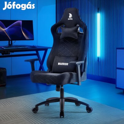 WARRIOR gamer szék, forgószék fekete - bársony szövet (PREMIUM-B08)