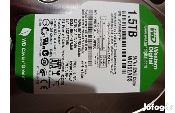 WD HDD 1,5 TB. alkatrész