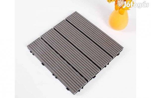 WPC szürke terasz click padlóburkolat,30x30cm x 2 cm, országos kiszáll