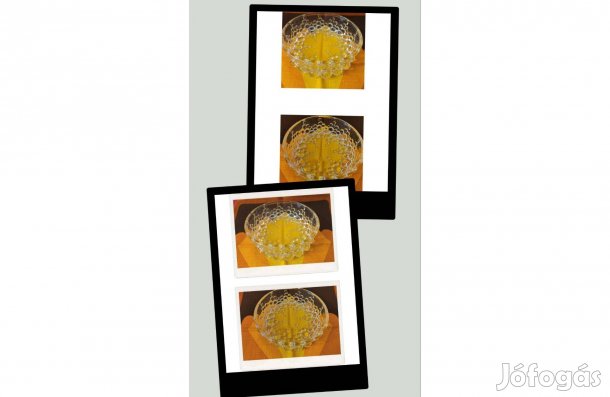 W.G .Buborékos kristály üveg kínáló . 2db