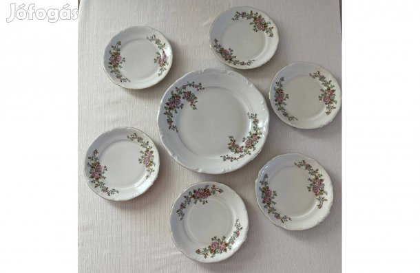 Walbrzych lengyel porcelán süteményes készlet (nem használt)