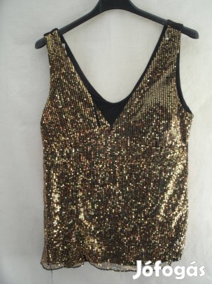 Wanoeng elől fekete alapon arany flitteres blúz Új