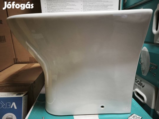 Wc csésze, álló, fehér, perem nélküli, hátsó kifolyás, ülőkével