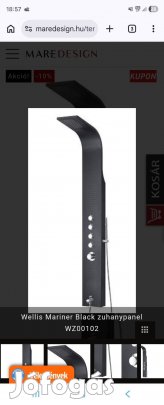 Wellis WZ00102 Mariner Matt Black termosztátos zuhanypanel