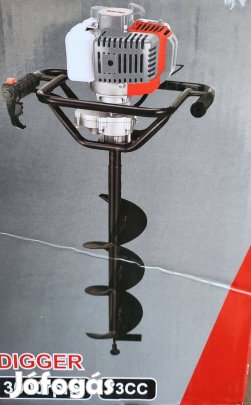 Welnek Tools benzines talajfúró földfúró lyukfúró 6,3LE + 5db csiga