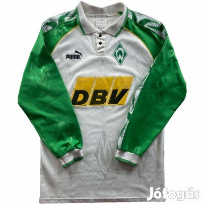 Werder Bremen 1995-96 Puma hazai hosszú ujjú foci mez XS-es