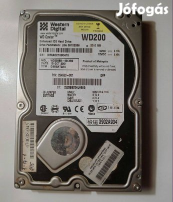 Western Digital WD200 Caviar HDD 20GB IDE-s (2001) tesztelve