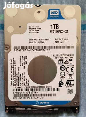 Western Digital WD Blue 2.5" 1TB SATA3 5400rpm laptop merevlemez