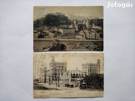 Wien egykori Nordbahnhof 1897 / Salzburg 1895 képeslap