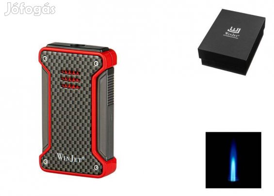 Winjet szivaros öngyújtó, 1-es szúrólánggal - piros színű, karbon mint