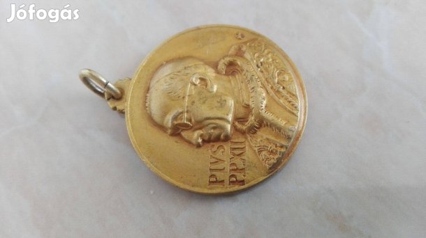 XII Pius Pápa aranyozott bronz Jubileumi érem 1950-es ritka db