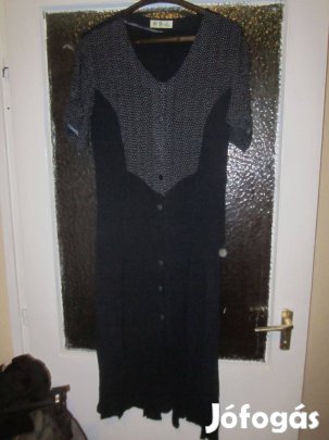 XL-es gyűrt pamut sötétkék ruha