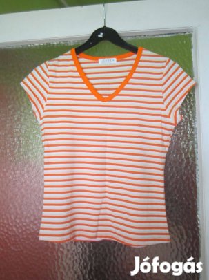 XL-es narancssárga csíkos pamut sztreccspóló
