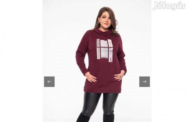 XL méretű burgundi színű Wannabee tunika, felső, pulcsi