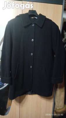 XL méretű fekete gyapjúszövet télikabát olcsón jó állapotban