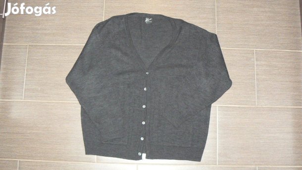 XXL férfi sötétszürke finomkötött kardigán Hibátlan!