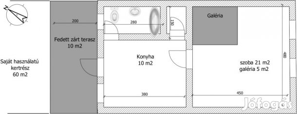 XX. Kerület, Központ, 43 m2-es, házrész, 1 szobás, jó állapotú
