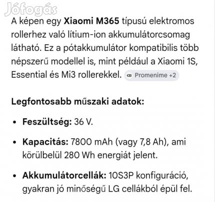 Xaomi roller akkumulátor