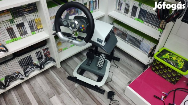 Xbox 360 Gyári Force Feeadback Rezgős Kormány Pedál Szett Fém Állványo