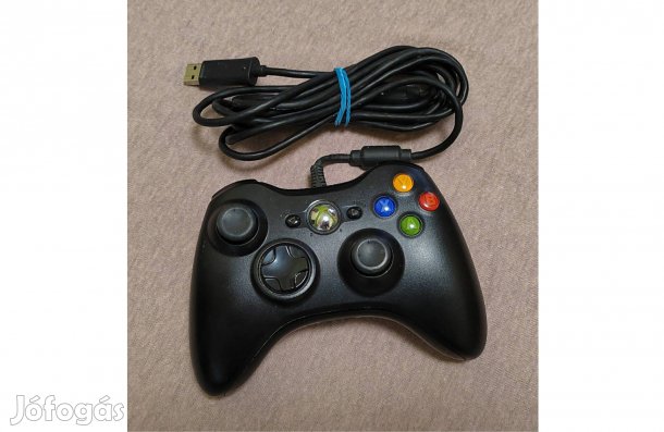 Xbox 360 Gyári MS - Vezetékes kontroller - fekete színben - PC-hez is