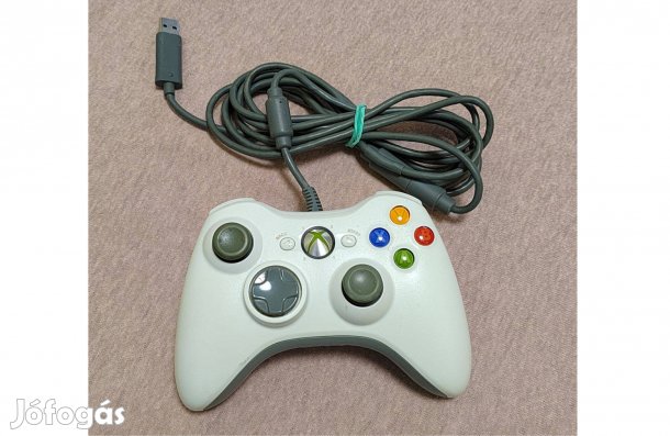 Xbox 360 Gyári MS - Vezetékes kontroller fehér színben - PC-hez is