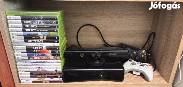 Xbox 360 S 512gb HDD, játékokkal,2kontrollerrel+Kinect