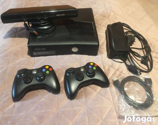 Xbox 360 Slim 500Gb Rgh Kinect 98 játékkal, 2 kontrollerrel, 1év gari