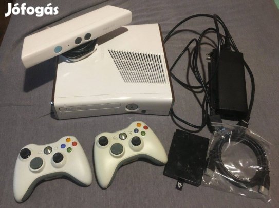 Xbox 360 Slim Fehér 500Gb Rgh Kinect 98 játékkal 2 kontroller 1év gari