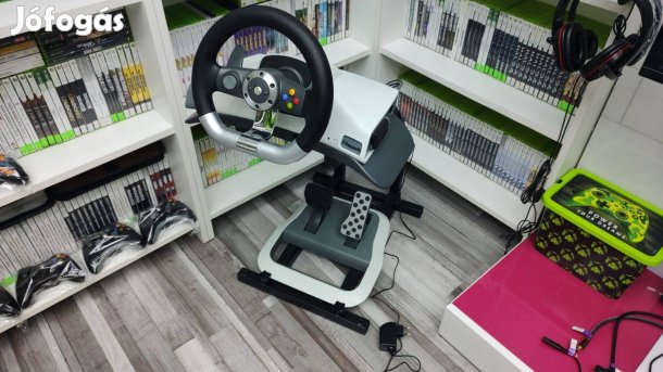 Xbox 360 : Gyári Force Feeadback Rezgős Kormány +Pedál Szett Állványon