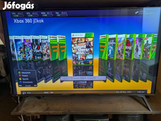 Xbox 360 slim 250 GB RHG chippel ,2 kontroller+48 játék