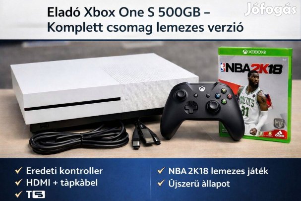 Xbox One S 500 GB, 4K Lemezes Verzió , jó állapotban, Garival!
