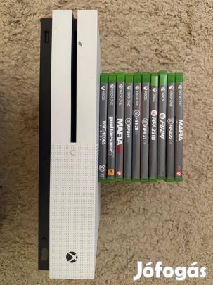 Xbox One S konzol + játékcsomag + akksis kontroller eladó